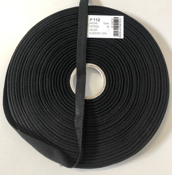 Herringbone ribbon cotton 10mm (50 m), Black